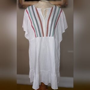 White Midi Sundress with Flutter Sleeves and Scoop Neck